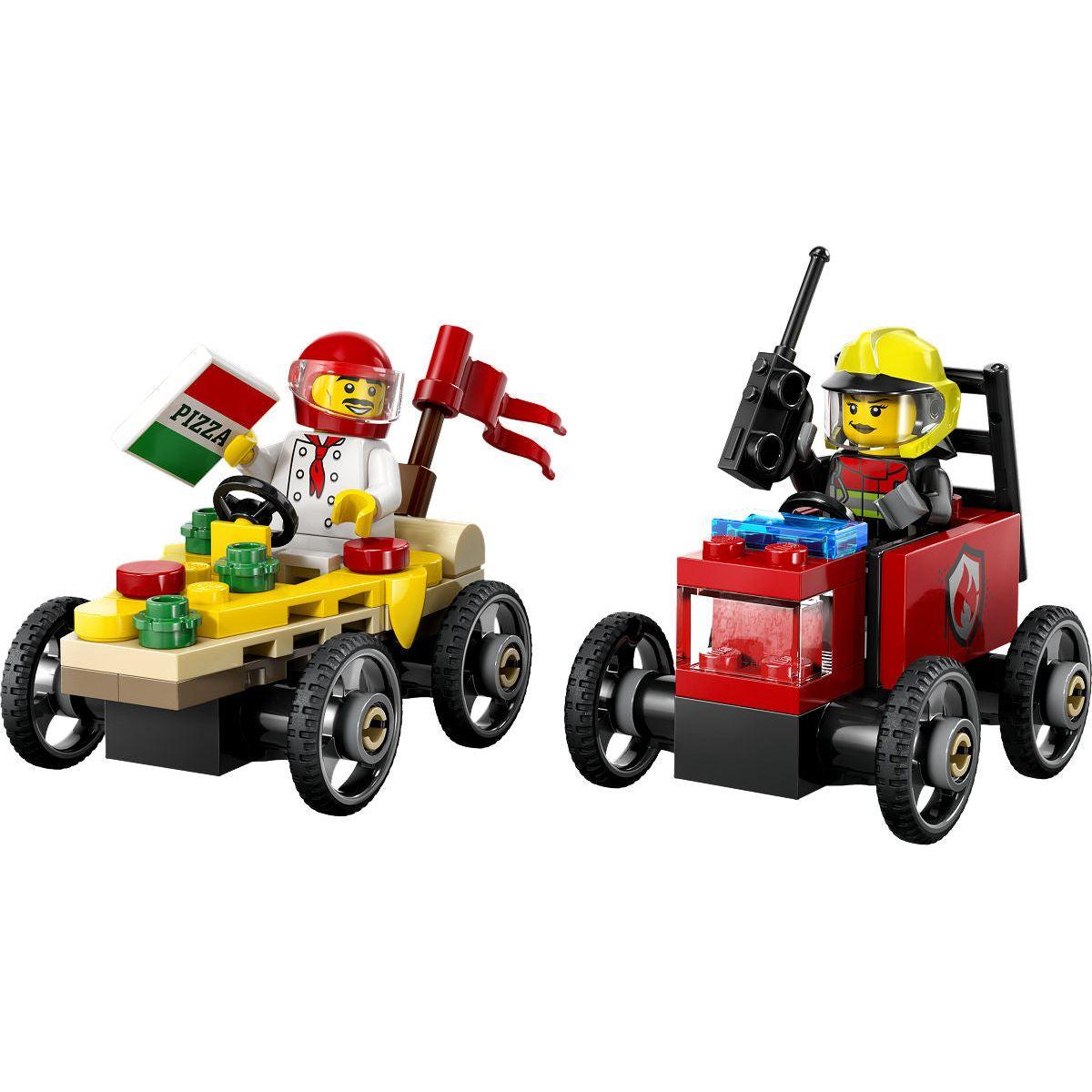 LEGO City Voertuigen Racepakket: Pizzawagen vs. Brandweer