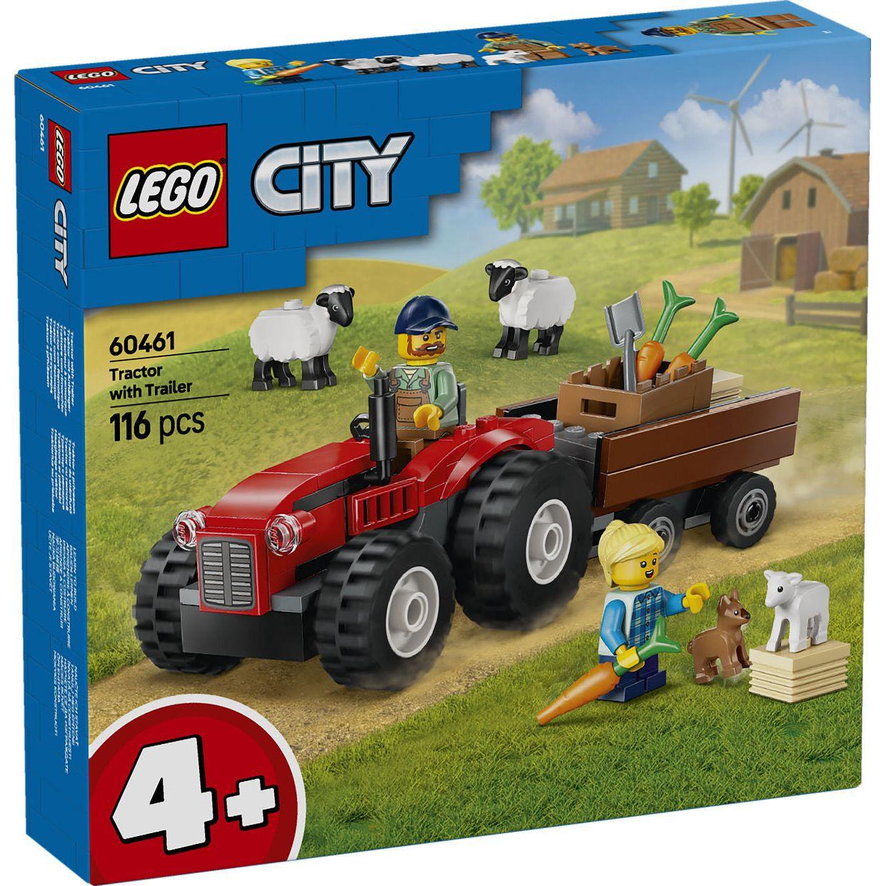 LEGO City Voertuigen Rode tractor met aanhanger en schapen