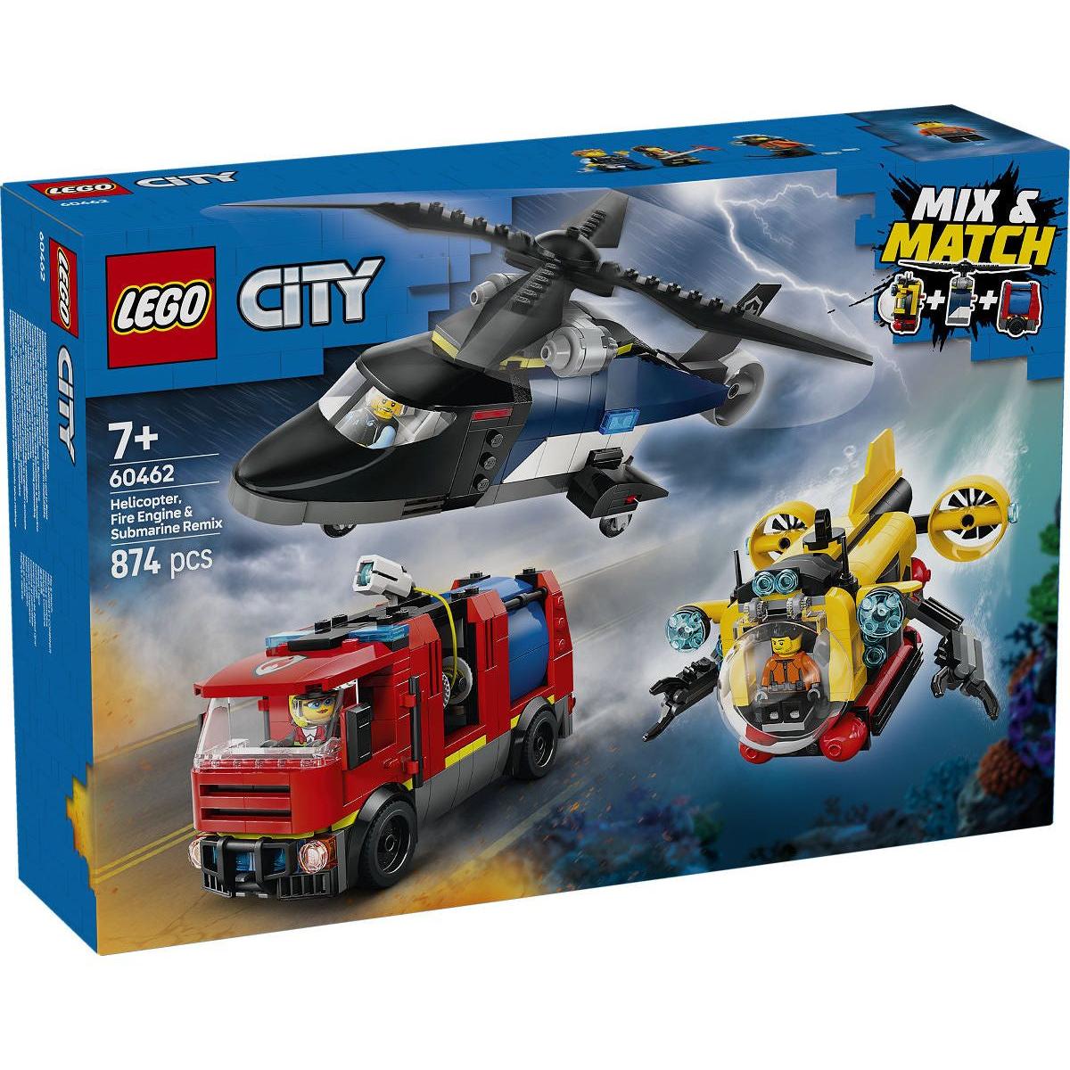 LEGO City Voertuigen Helikopter, brandweerauto en onderzeeër