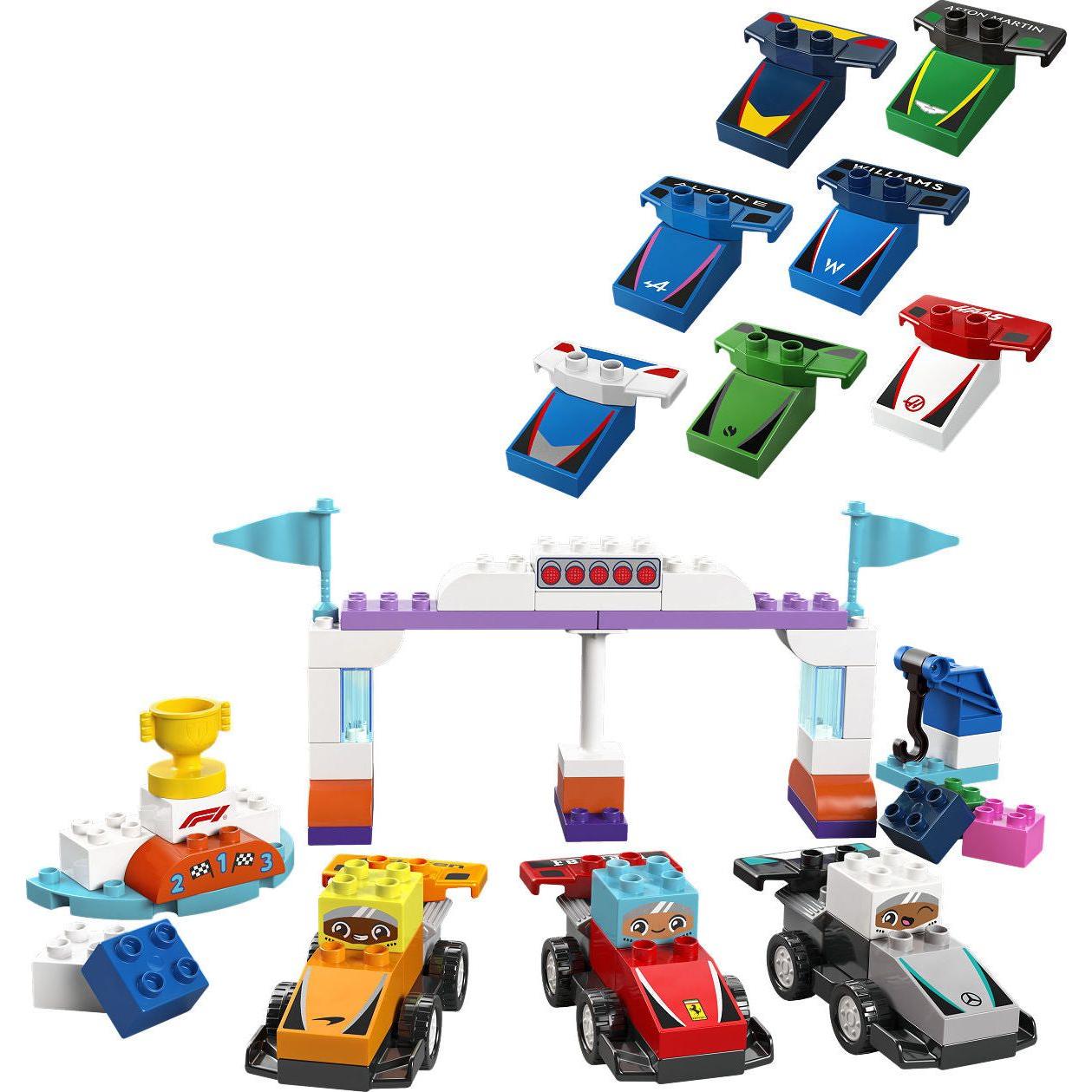 DUPLO Stad F1 team racewagens en coureurs