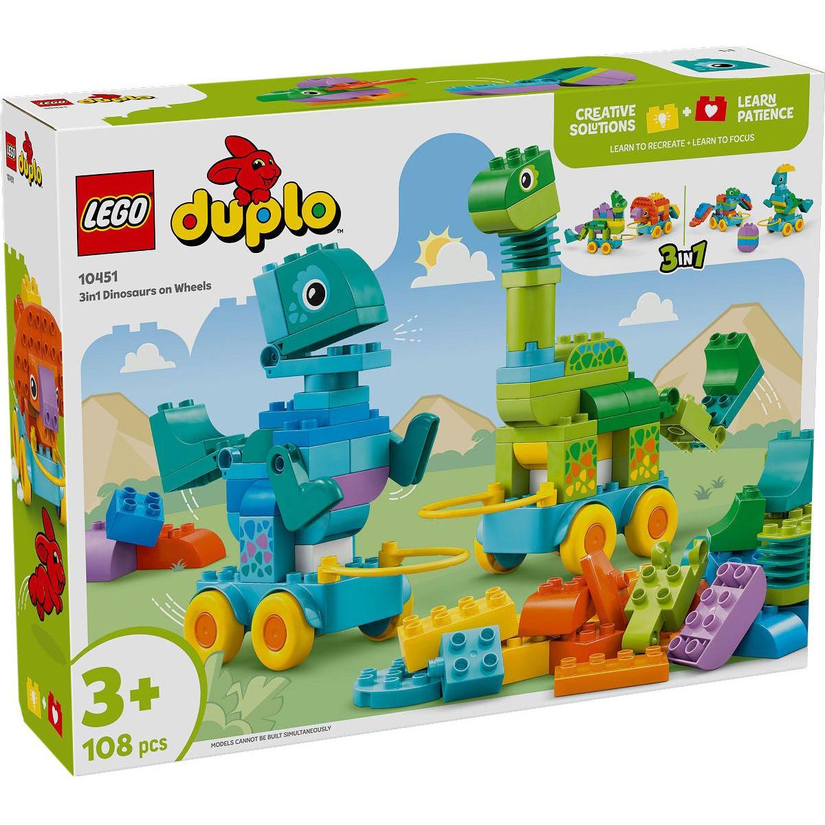 DUPLO Stad 3-in-1 dinosaurussen op wielen