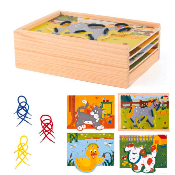 Box dieren rijgen met veters, Woody