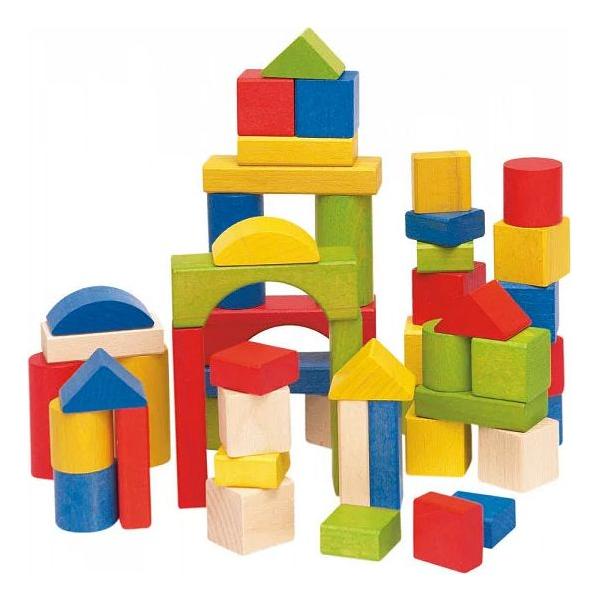 50 bouwblokken naturel+gekleurd, Woody