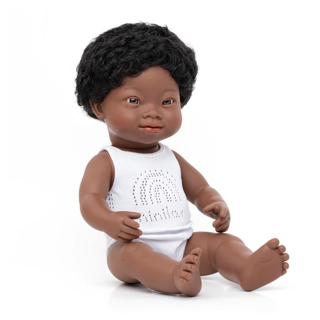 Pop Afrikaanse Jongen Down 38cm, Miniland