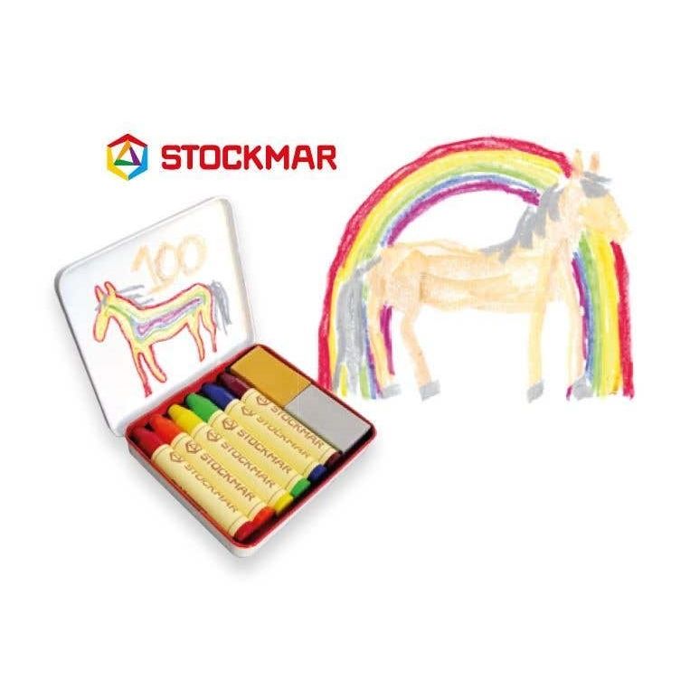 Bijenwas regenboogeditie 6 stiftjes + 2 blokjes, Stockmar
