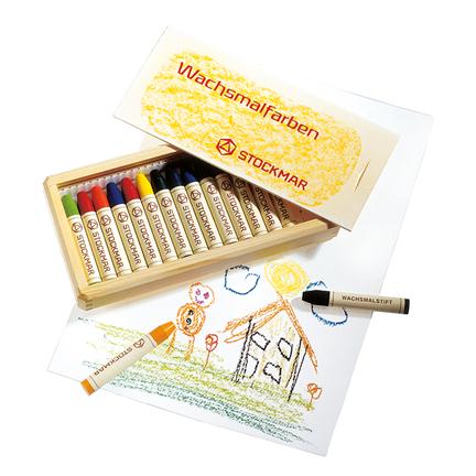 Bijenwasstiftjes 16 kleuren in kist, Stockmar
