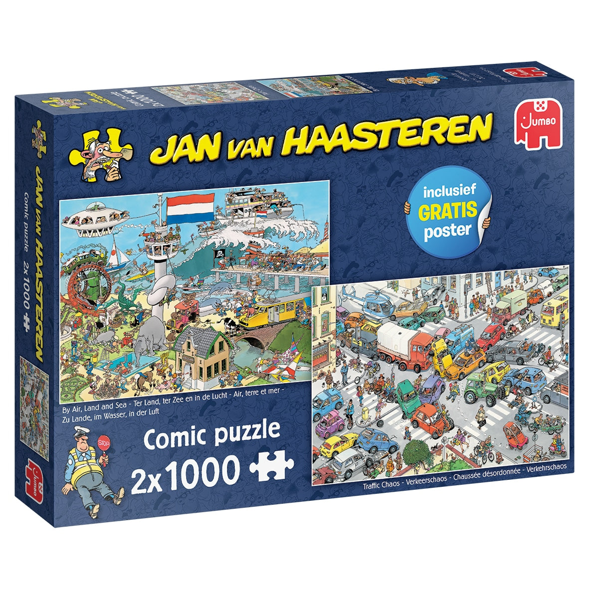Verkeerschaos & Ter Land, ter Zee en in de lucht - Jan van Haasteren (2x 1000), Jumbo