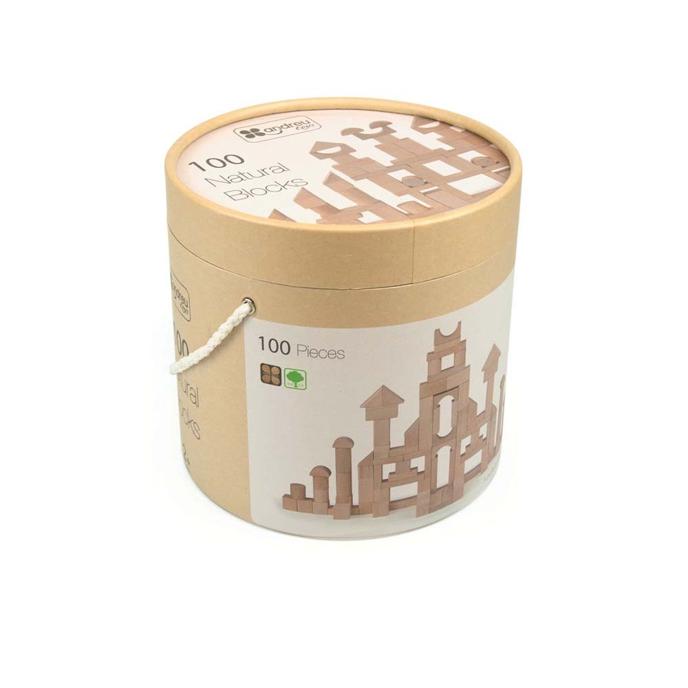 ANDREU - 100 blank houten blokken, Andreu Toys