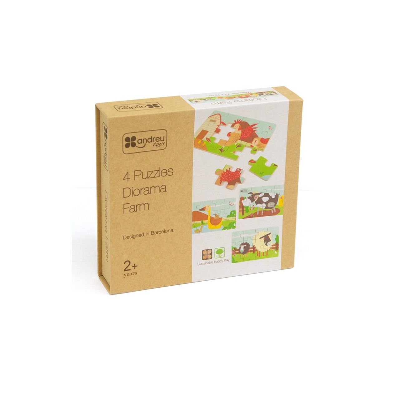 4 Puzzels - Diorama - Boerderij, Andreu Toys