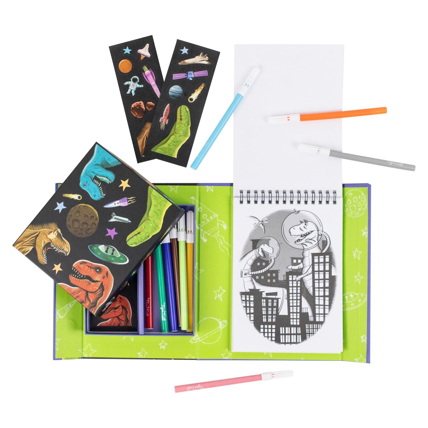 Kleur- en stickerset Dinos in Space, Tiger Tribe