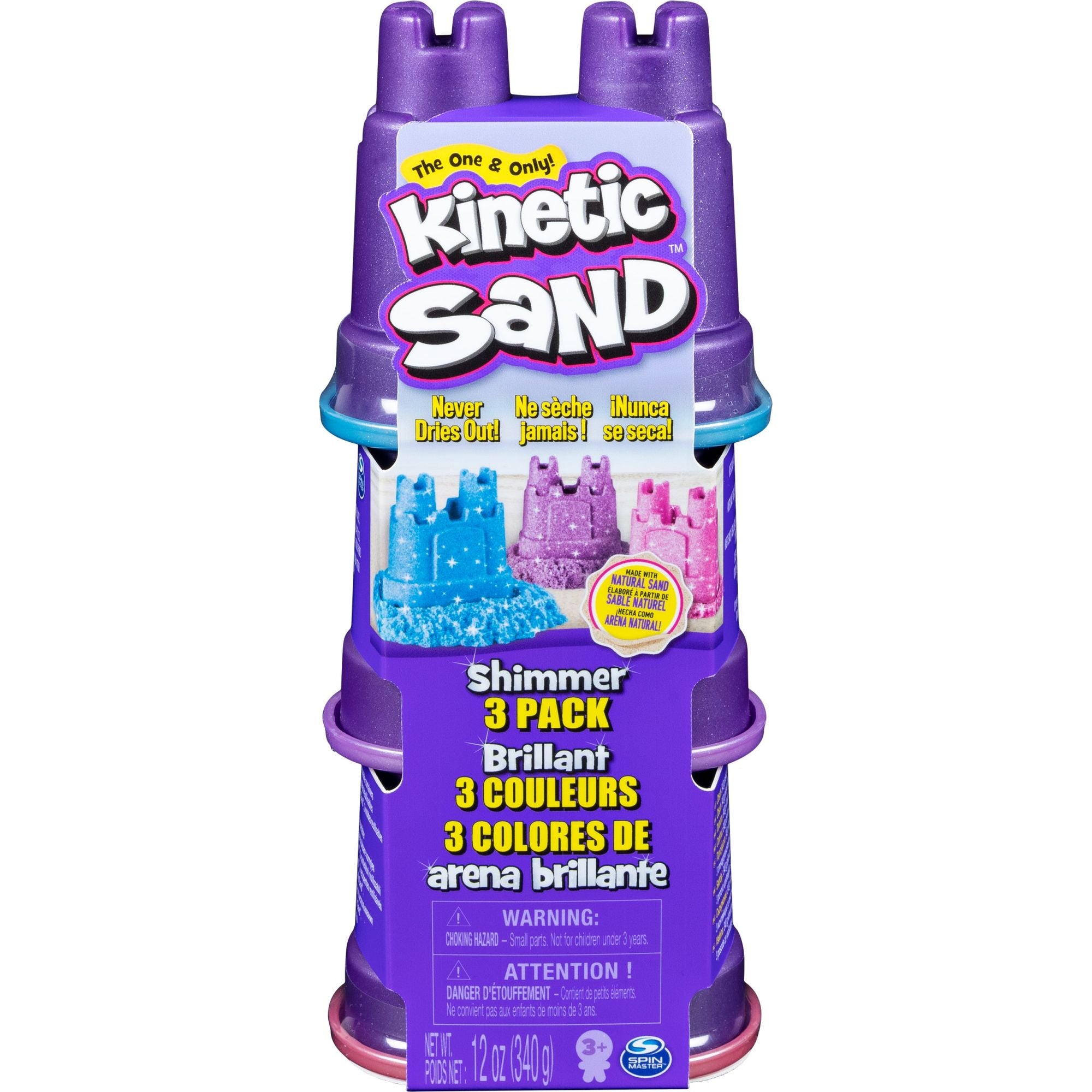 Kinetic Sand - Shimmer, Glitterzand, 3 Kleuren, 340 gram, Spin Master