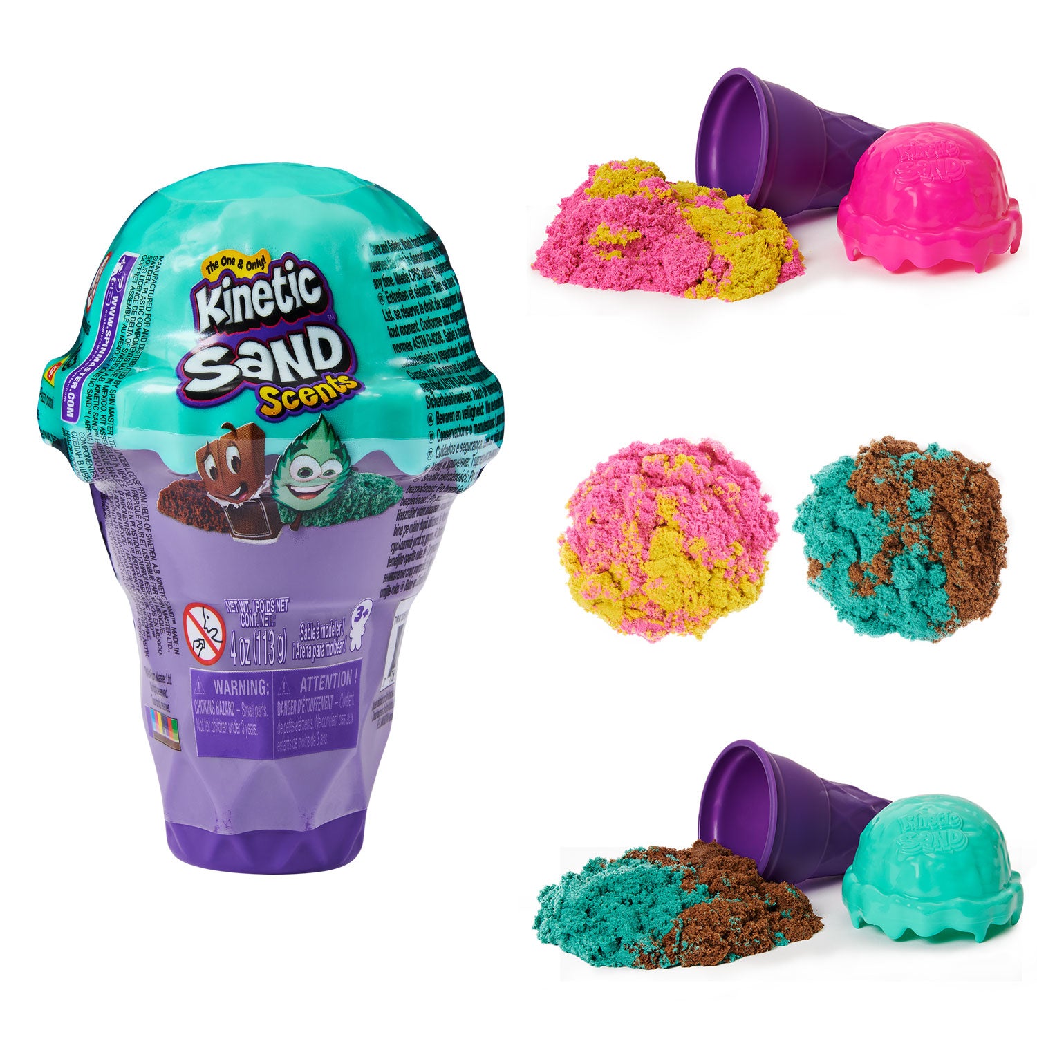 Kinetic Sand - Ijshoorntjeshouder Met Speelzand - 113 gram, Spin Master