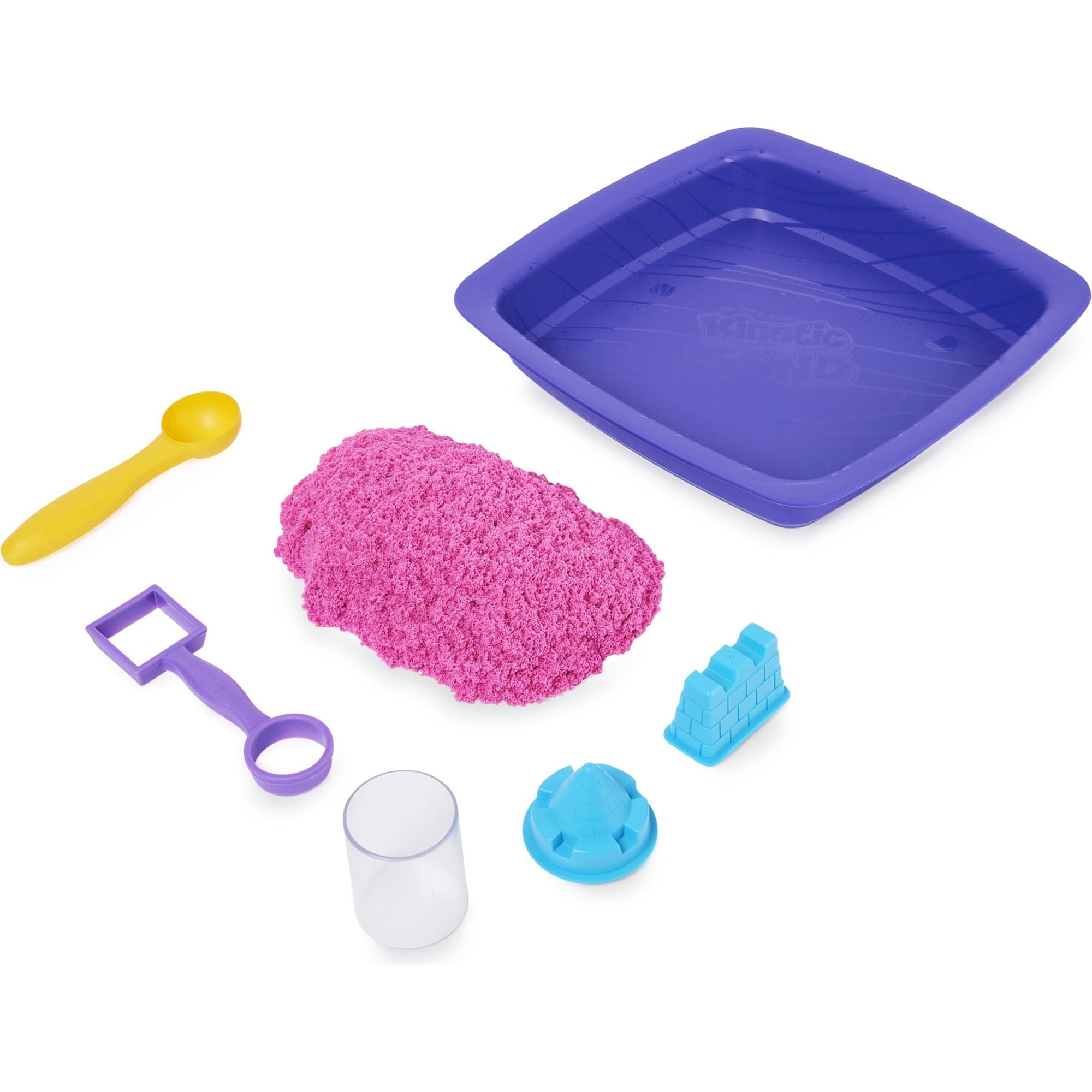Kinetic Sand - Shimmer, Zandkasteel-Set Met 453 gram Roze Glinsterend Speelzand 3 Vormpjes En 2 Stuks Gereedschap, Spin Master