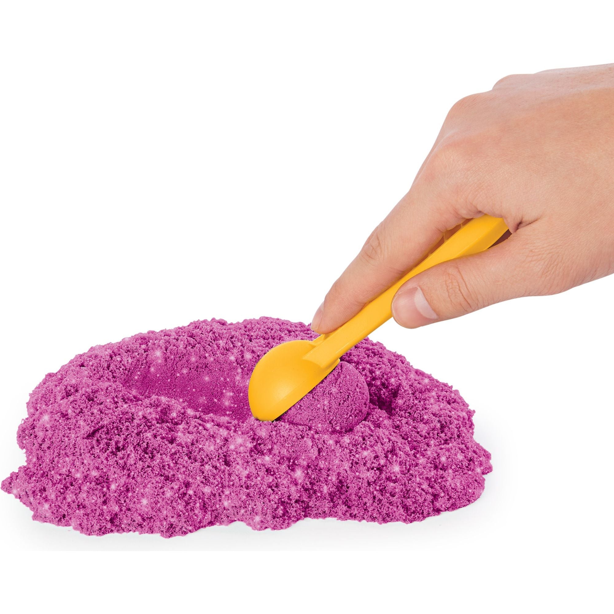 Kinetic Sand - Shimmer, Zandkasteel-Set Met 453 gram Roze Glinsterend Speelzand 3 Vormpjes En 2 Stuks Gereedschap, Spin Master