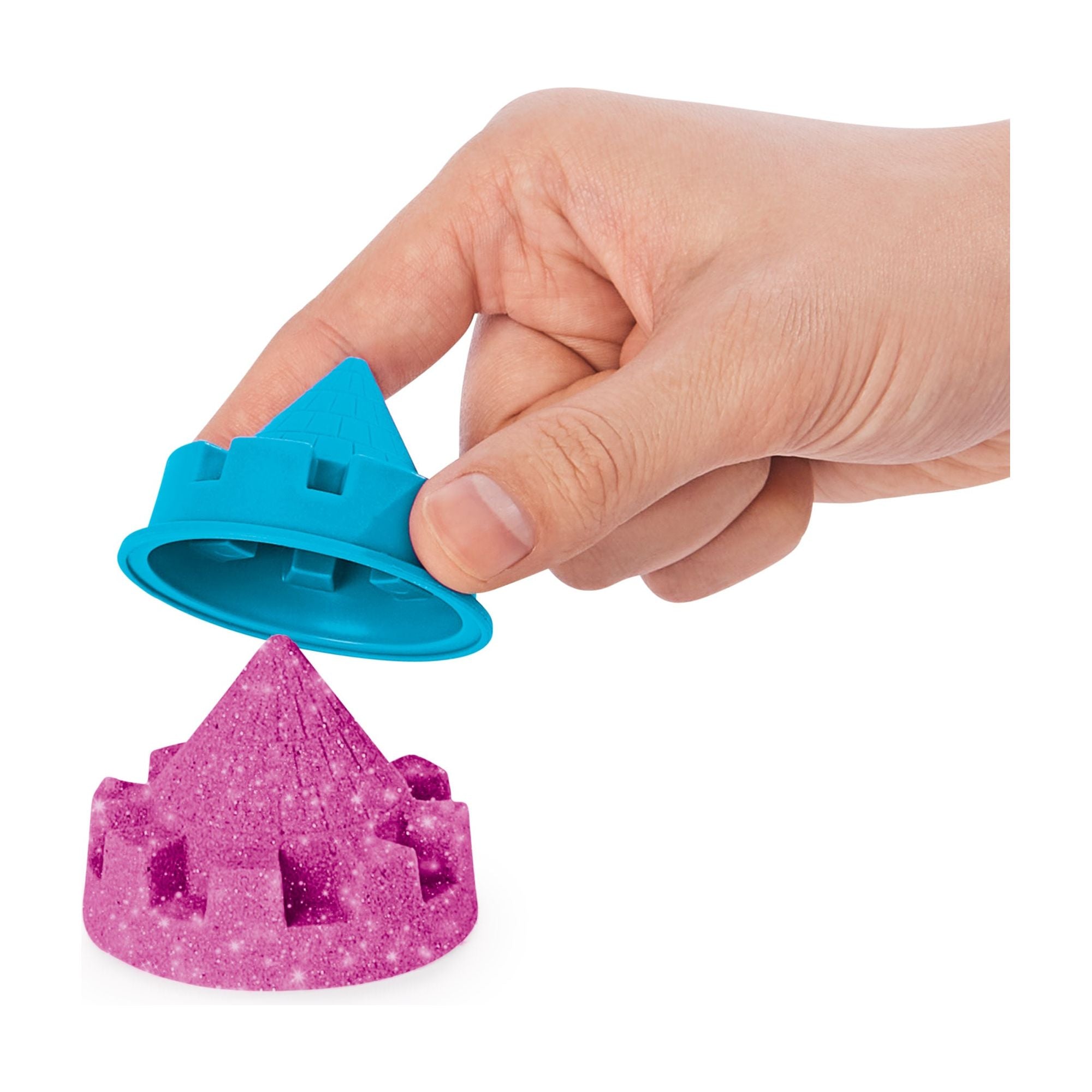 Kinetic Sand - Shimmer, Zandkasteel-Set Met 453 gram Roze Glinsterend Speelzand 3 Vormpjes En 2 Stuks Gereedschap, Spin Master