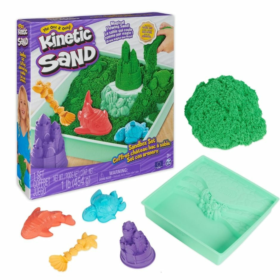 Kinetic Sand - Zandbak-Set Met 454 gram Speelzand 4 Vormen En Gereedschap, Spin Master