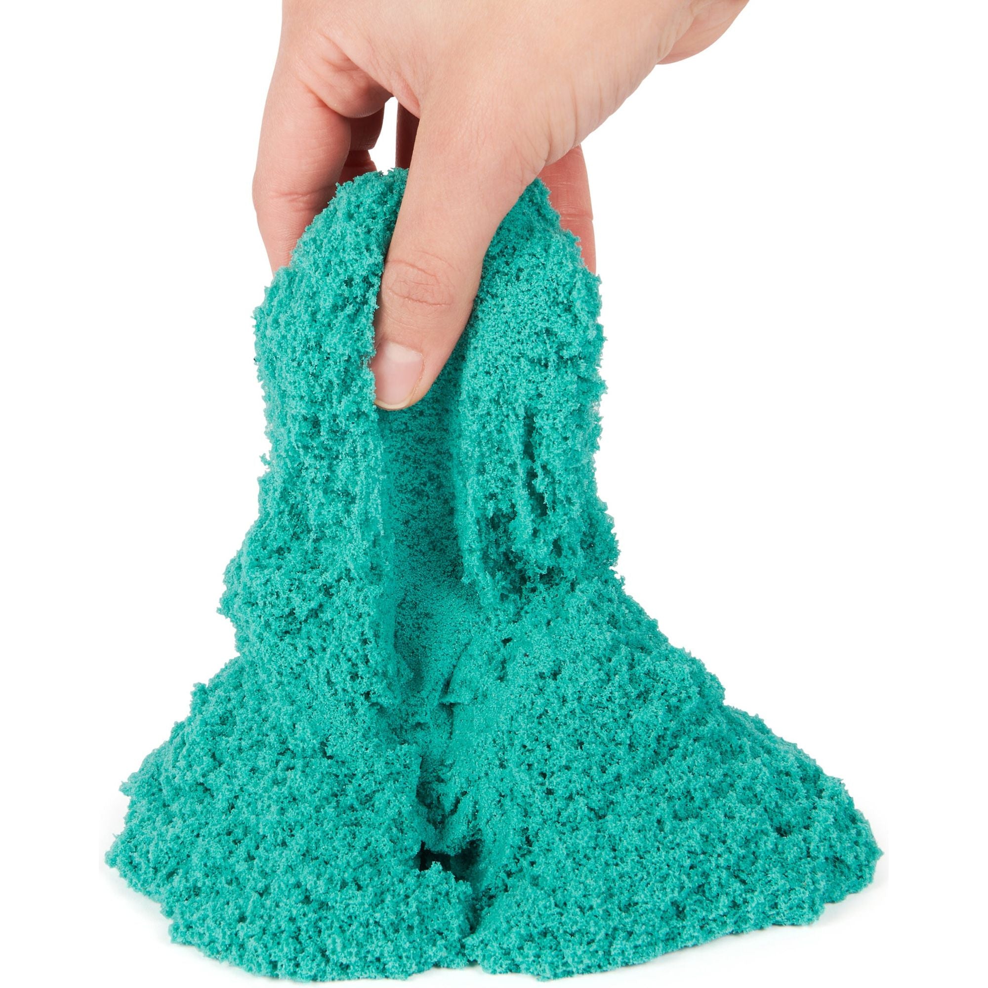 Kinetic Sand - Zandkasteelvorm Met 453 gram Blauwgroen Speelzand - Multifunctioneel Speel En Opbergbak, Spin Master