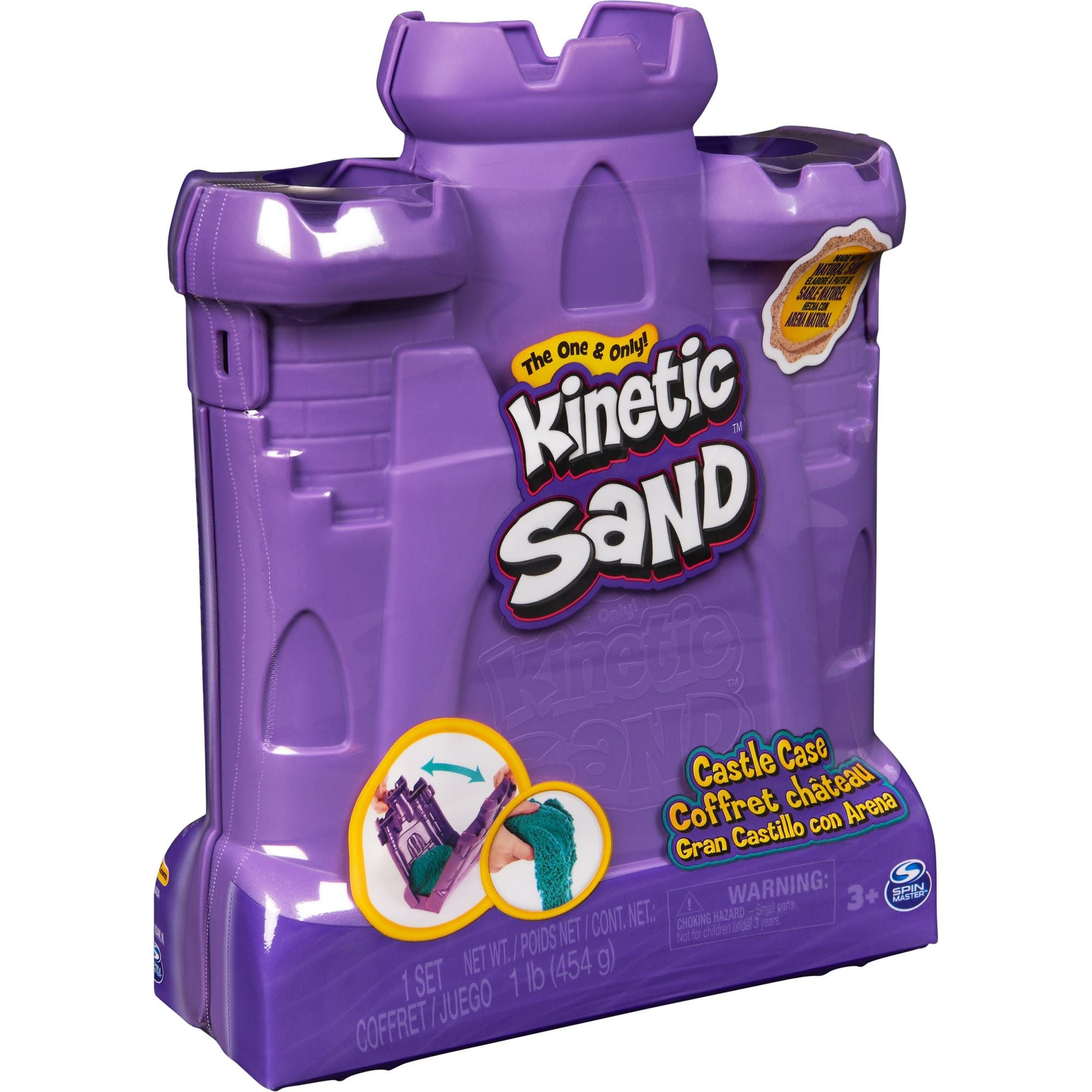 Kinetic Sand - Zandkasteelvorm Met 453 gram Blauwgroen Speelzand - Multifunctioneel Speel En Opbergbak, Spin Master