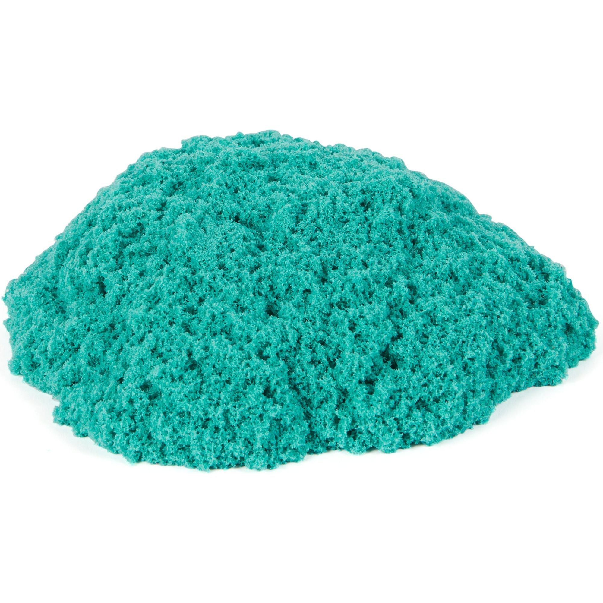 Kinetic Sand - Zandkasteelvorm Met 453 gram Blauwgroen Speelzand - Multifunctioneel Speel En Opbergbak, Spin Master