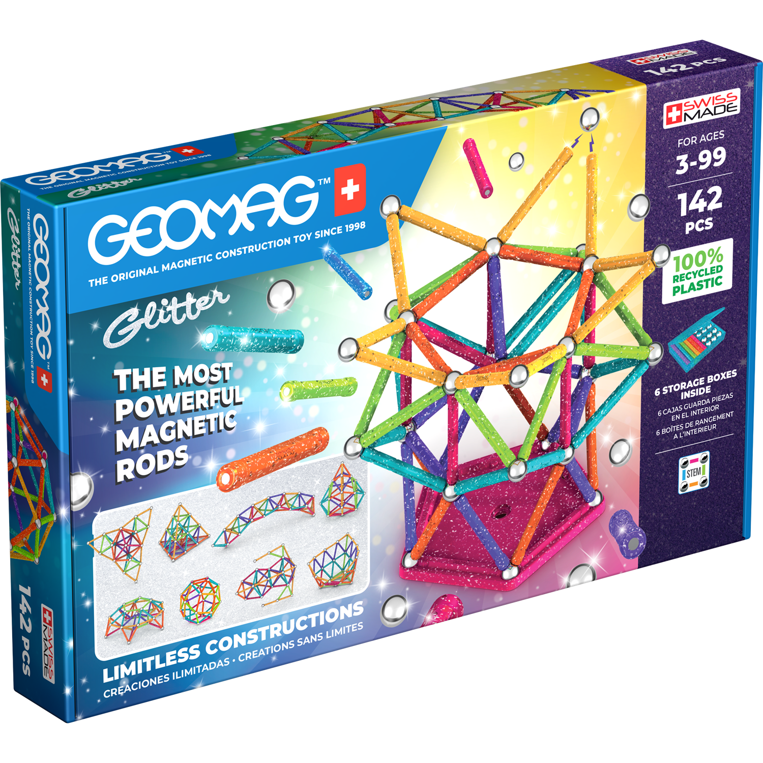 Glitter Recycled Special 142 pcs, Geomag