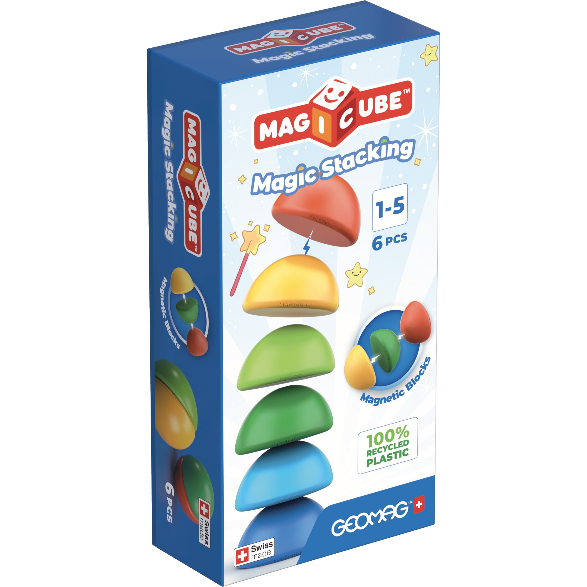 Magicube Blocks Recycled Stacking 6 pcs, Geomag