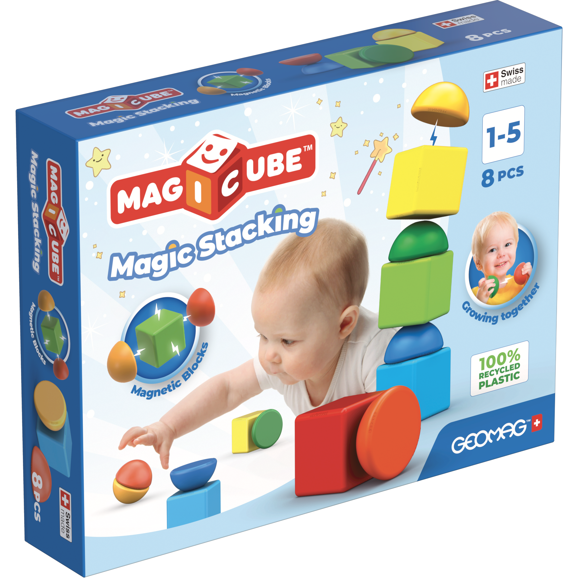 Magicube Blocks Recycled Stacking 8 pcs, Geomag