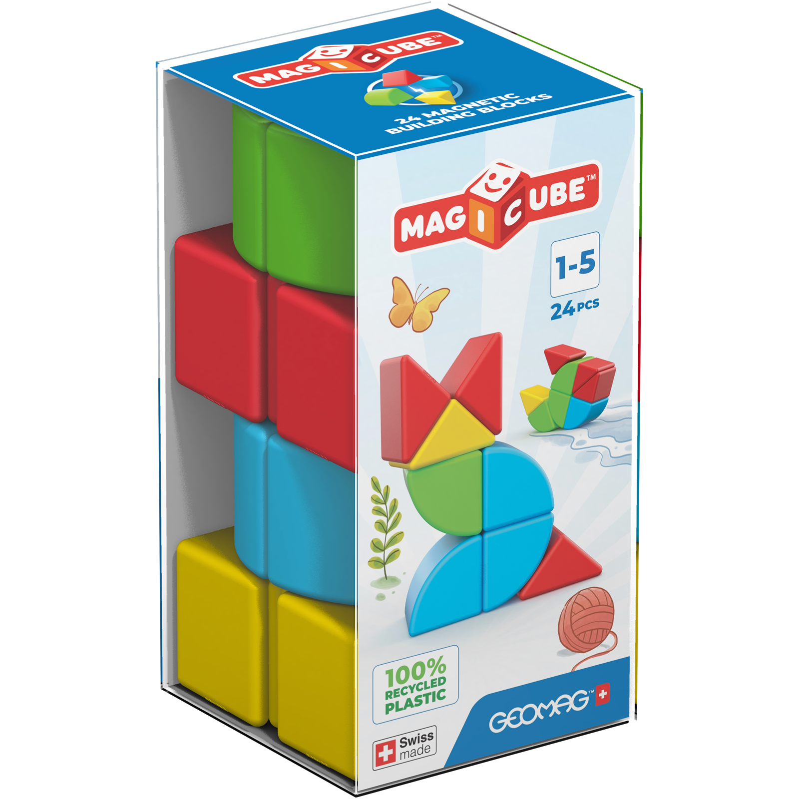 Magicube Full Color Recycled Blocks Crystal 24 pcs, Geomag