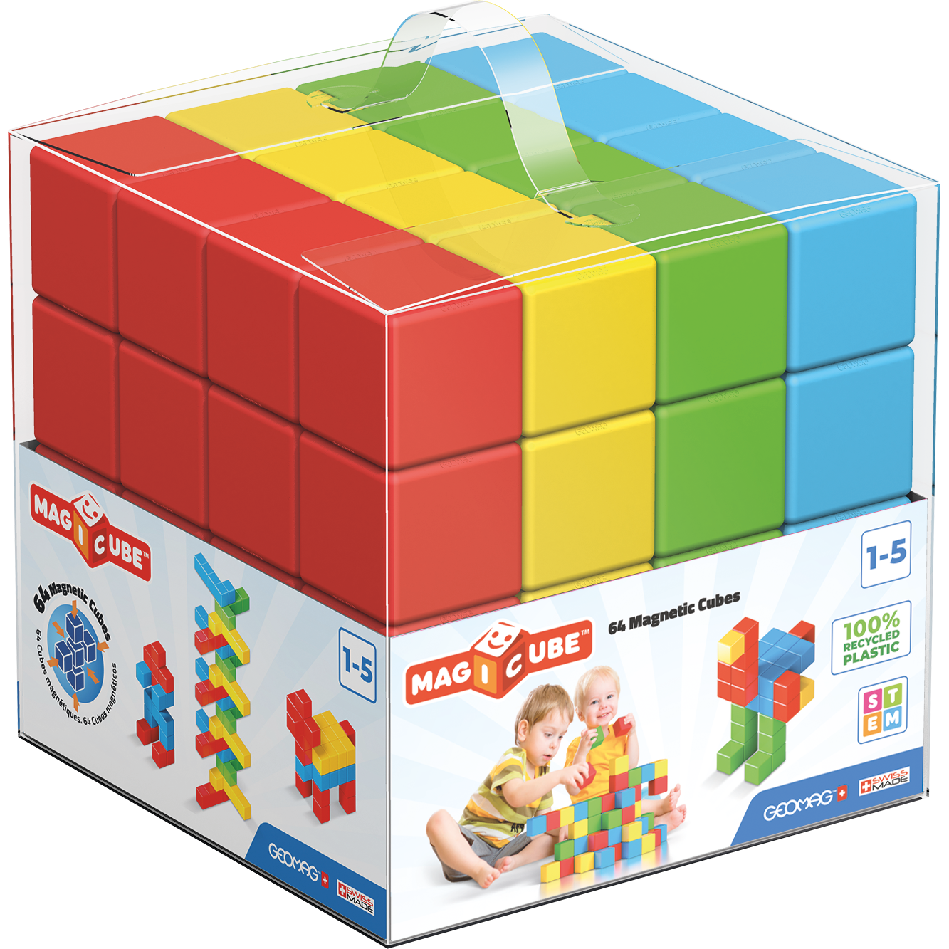 Magicube Full Color Recycled Crystal 64 pcs, Geomag