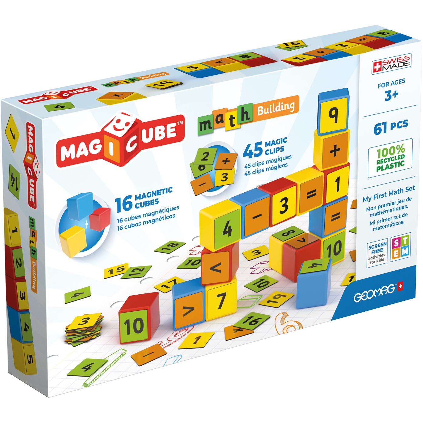 Magicube Math Building Recycled Clips 61 pcs, Geomag