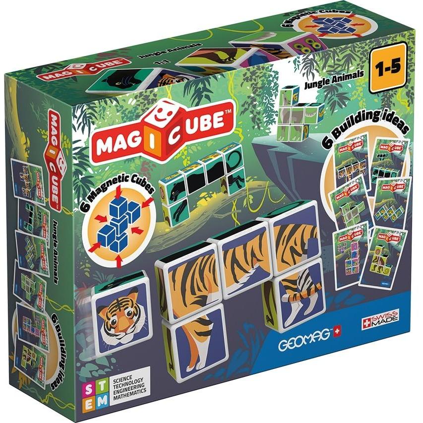 Magicube Printed Jungle + Cards 6 pcs, Geomag