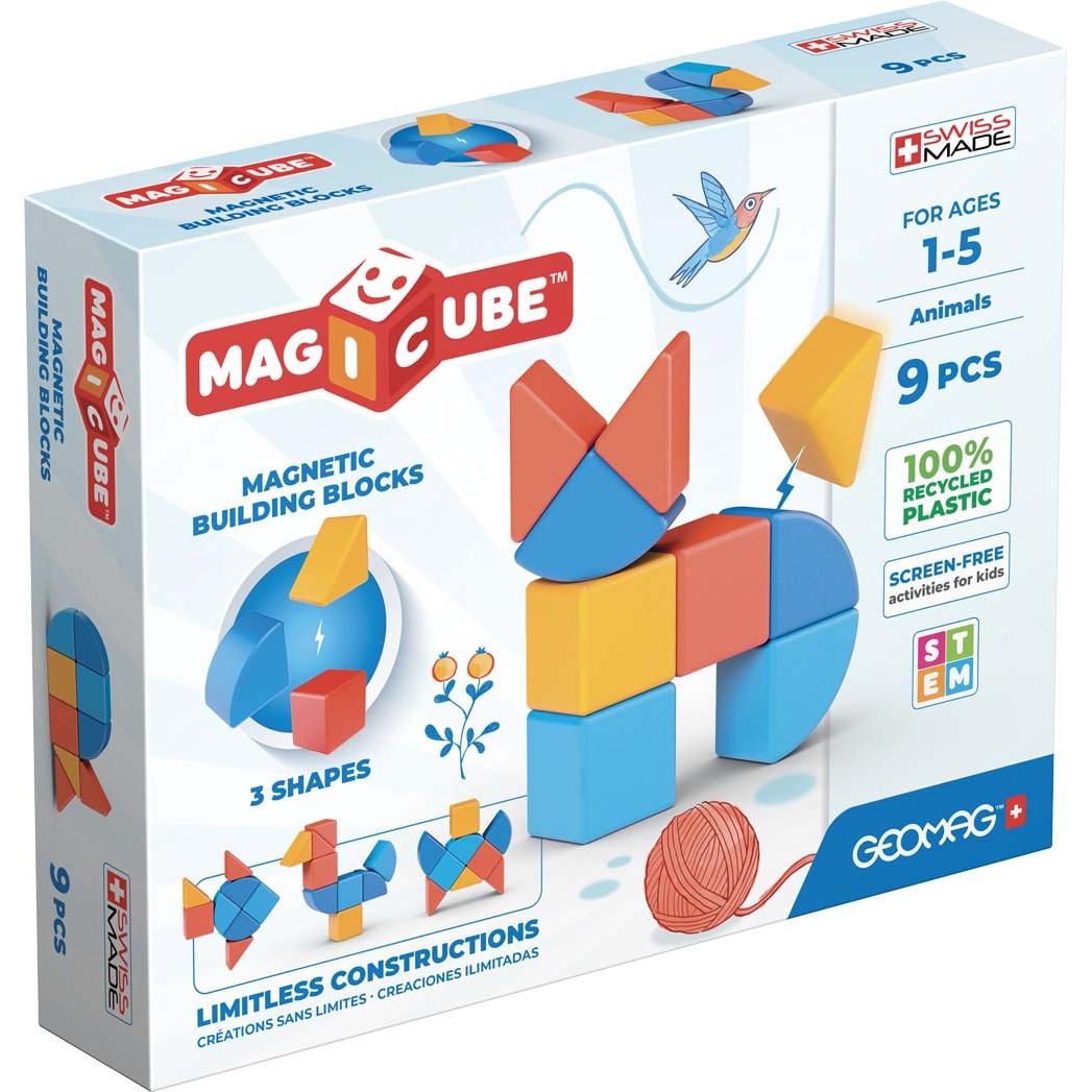 Magicube Recycled 3 Shapes Animals 9 pcs, Geomag
