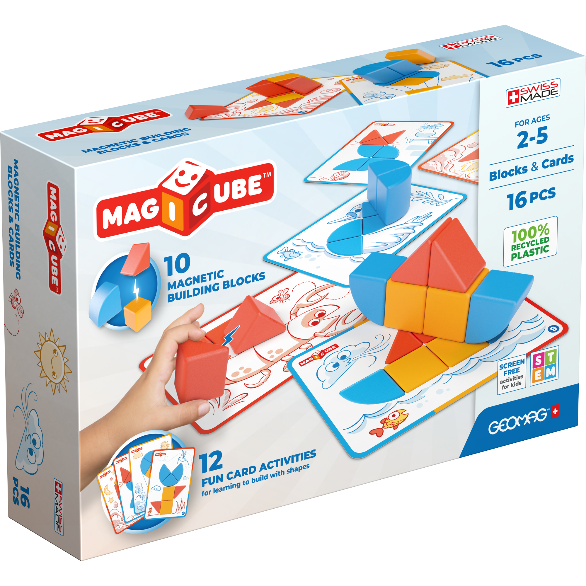 Magicube Recycled Blocks & Cards 16 pcs, Geomag