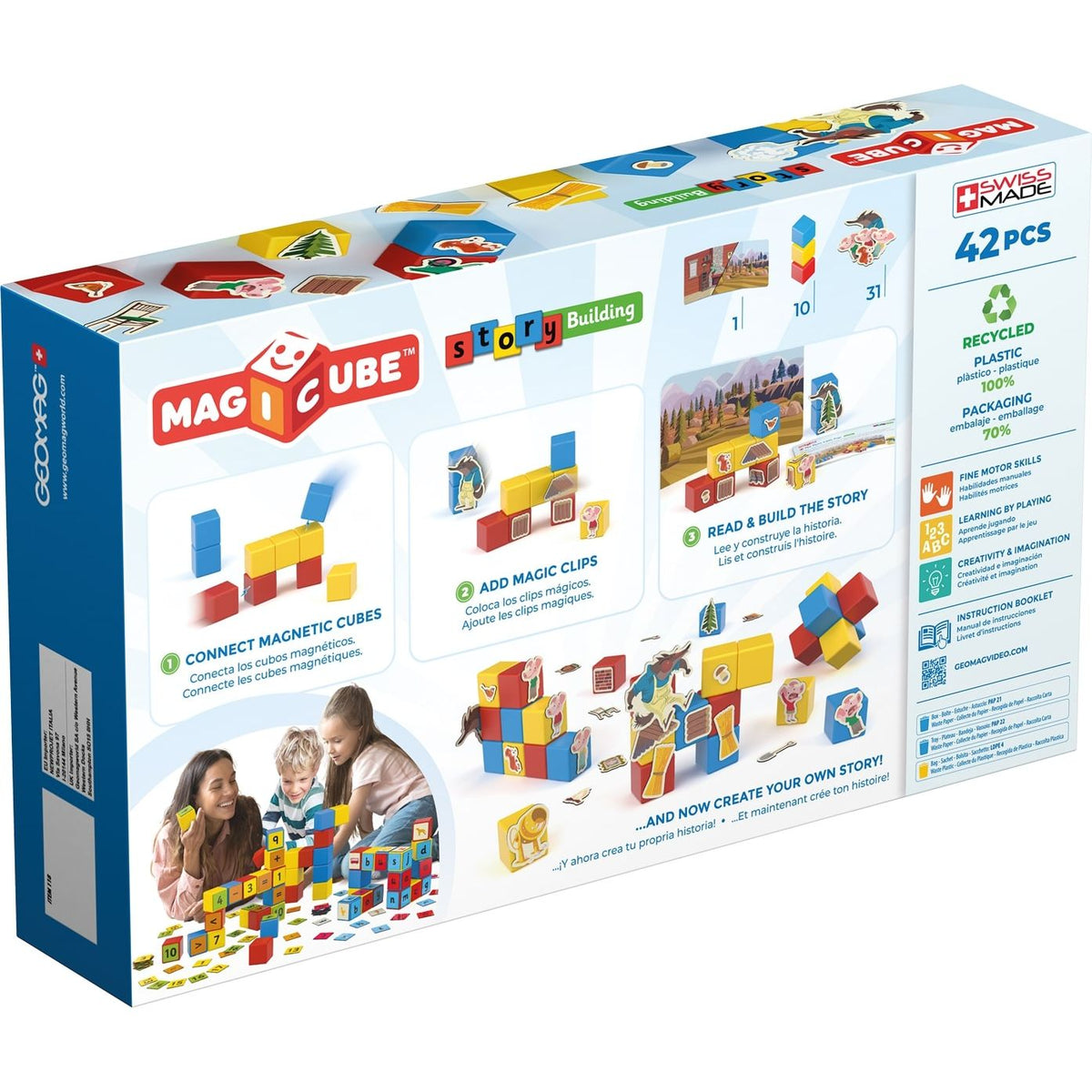 Magicube Story Build Recycled Clips Three Little Pigs 42 pcs, Geomag