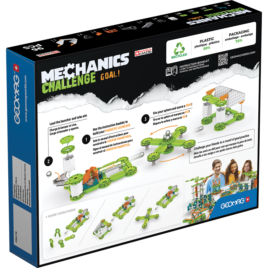 Mechanics Challenge Recycled Goal 96 pcs, Geomag