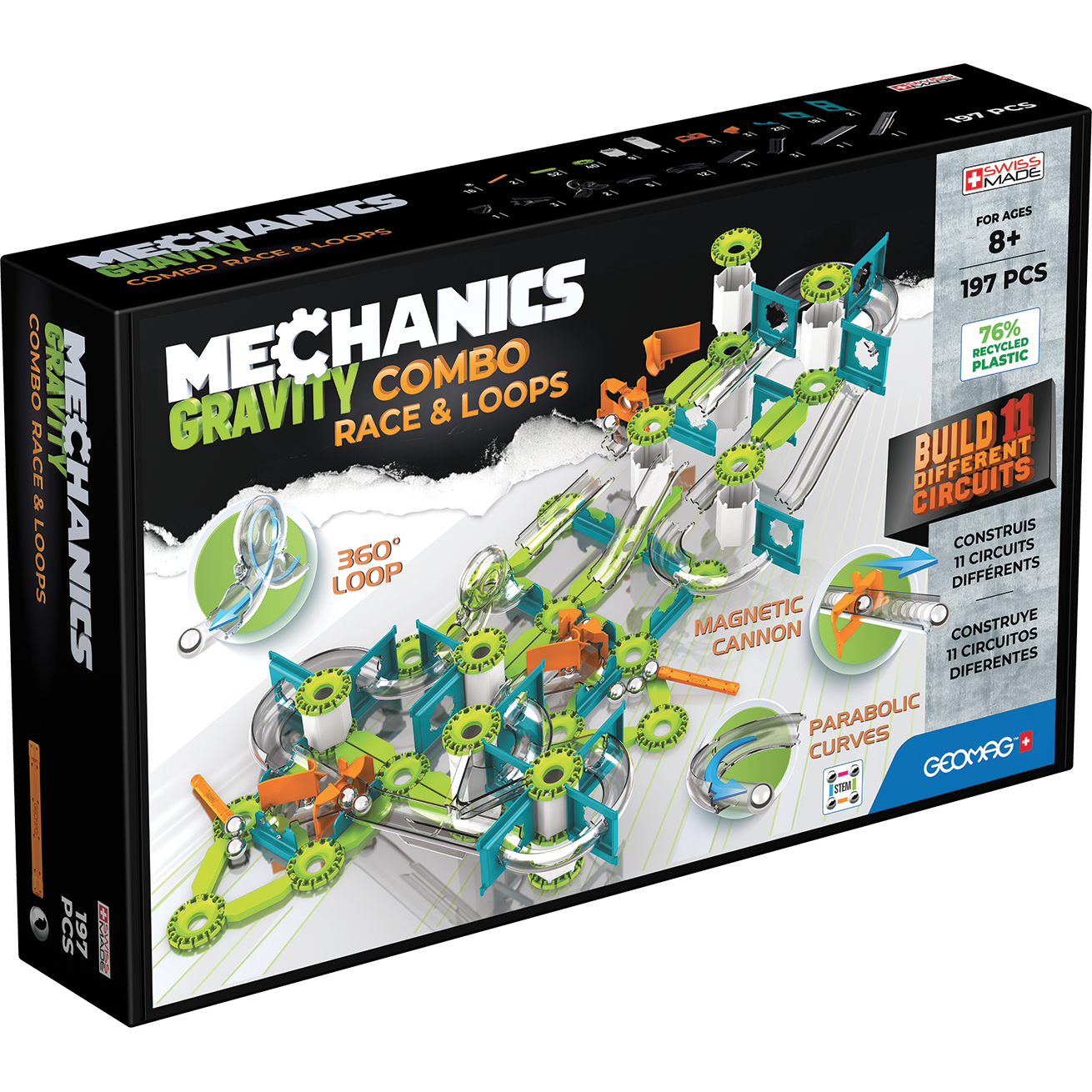 Mechanics Gravity Recycled Combo Race & Loop 197 pcs, Geomag