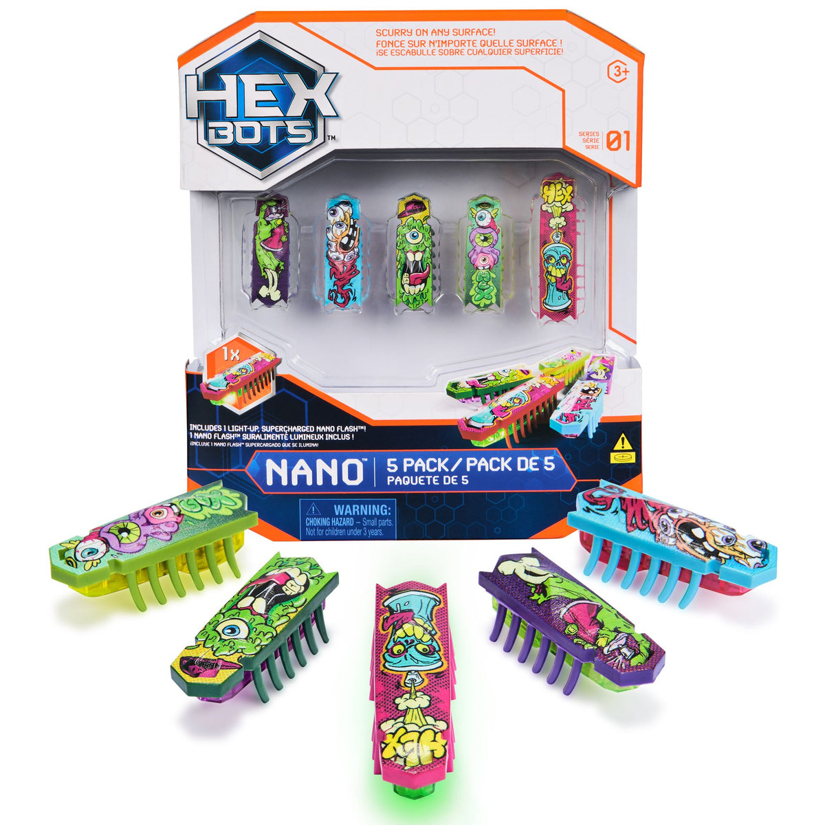 HexBots - Nano Gift Pack 5-pack (1x Flash Nano, 4x Nano), Hex Bots