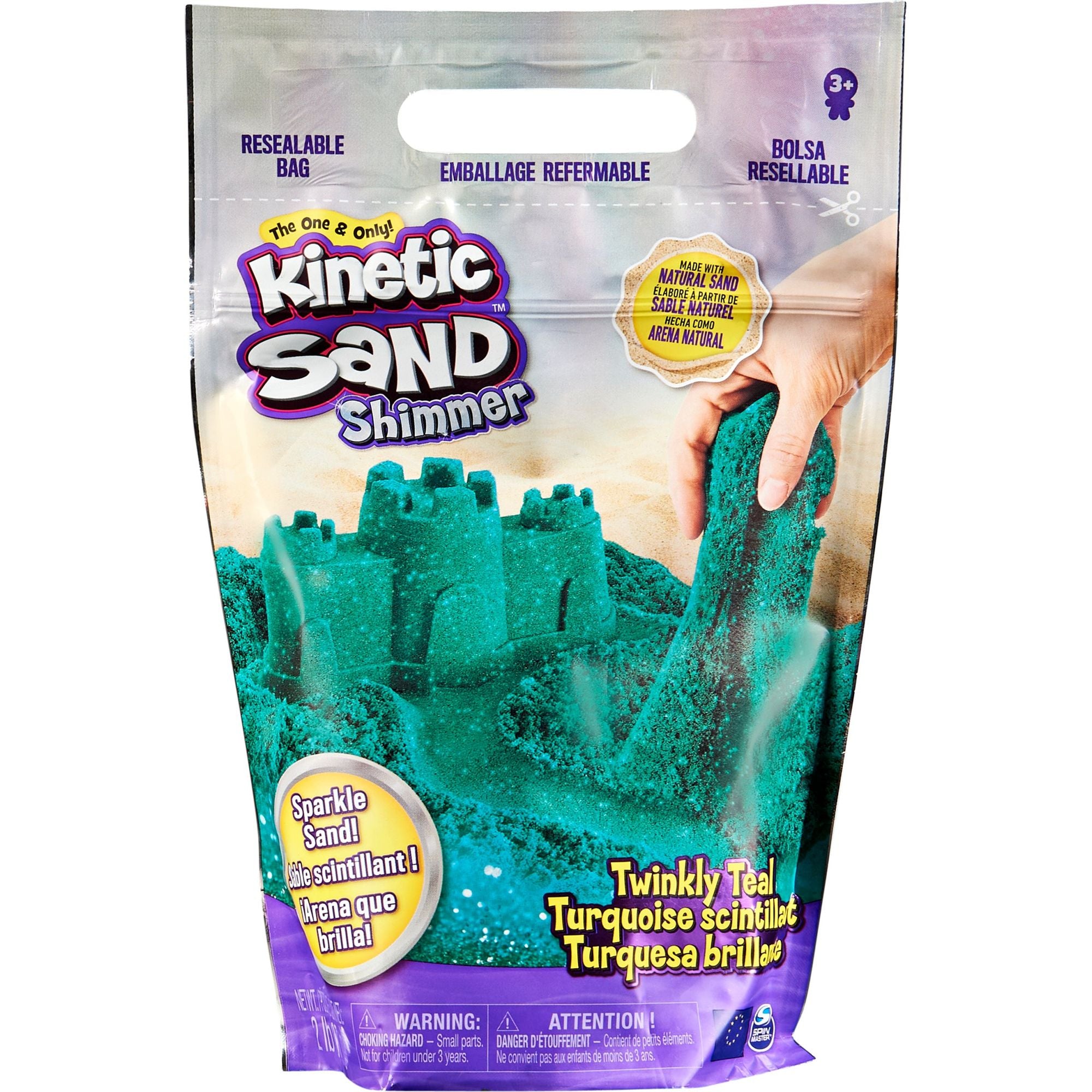 Kinetic Sand - Blauwgroen Sprankelend En Glinsterend - 907 gram (in zak), Spin Master