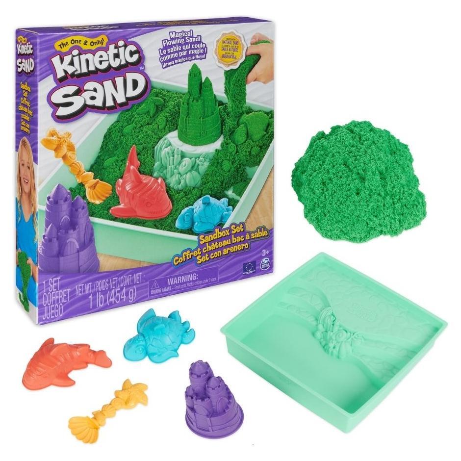 Kinetic Sand - Zandbak-Set Met 454 gram Speelzand 4 Vormen En Gereedschap, Spin Master