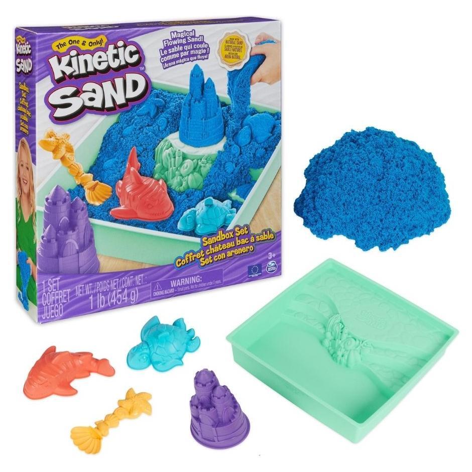Kinetic Sand - Zandbak-Set Met 454 gram Speelzand 4 Vormen En Gereedschap, Spin Master