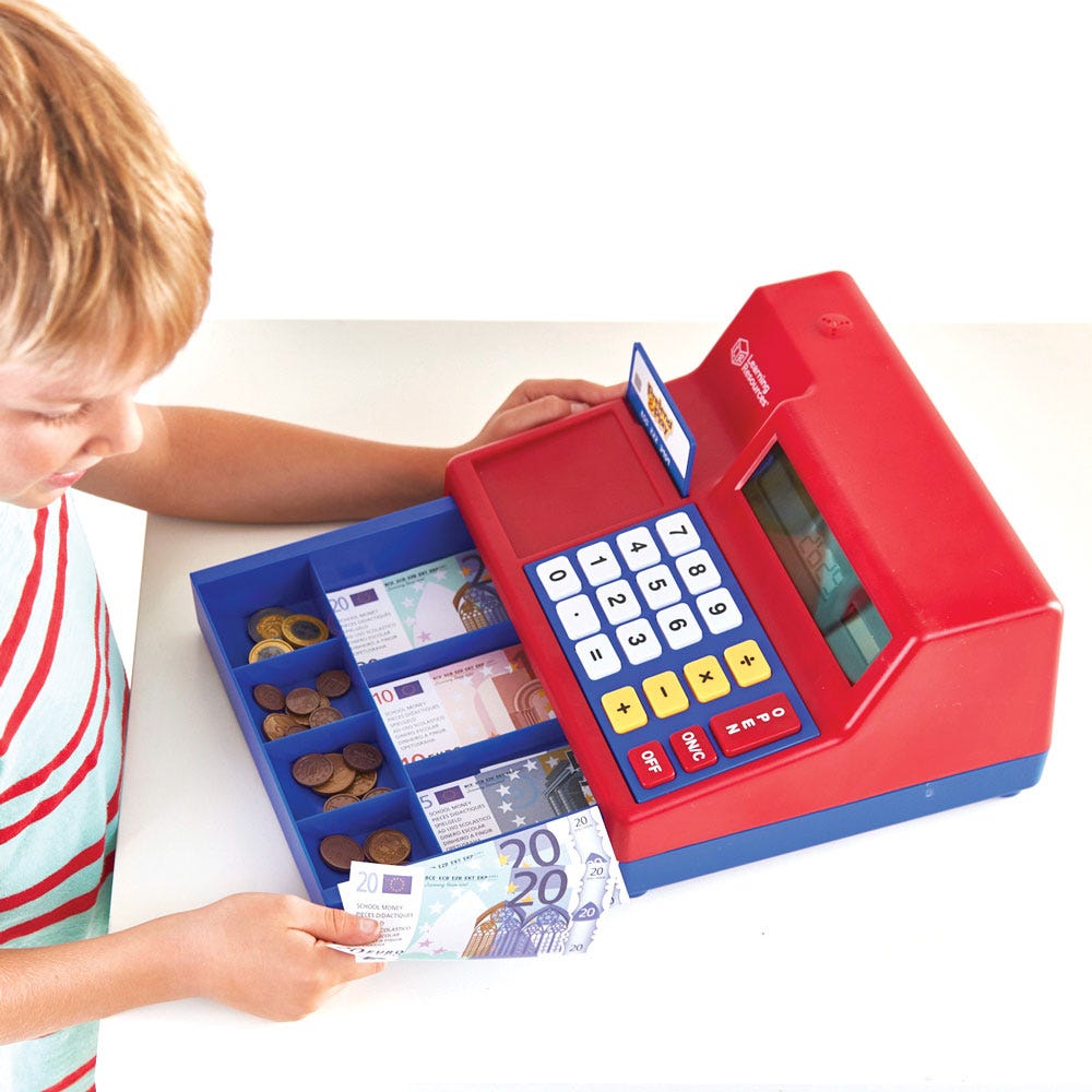 Pretend & Play® Calculator Cash Register with Euro Money, Learning Resources