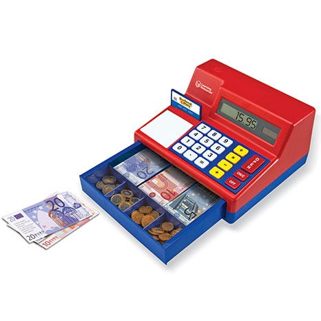 Pretend & Play® Calculator Cash Register with Euro Money, Learning Resources