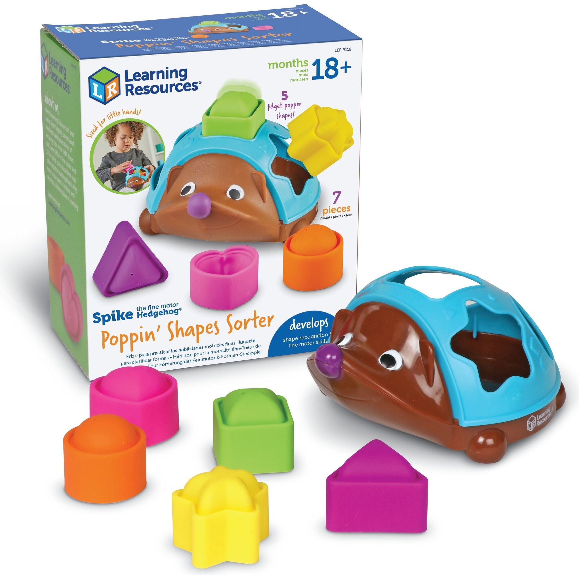 Spike The Fine Motor Hedgehog® Poppin’ Shapes Sorter, Learning Resources