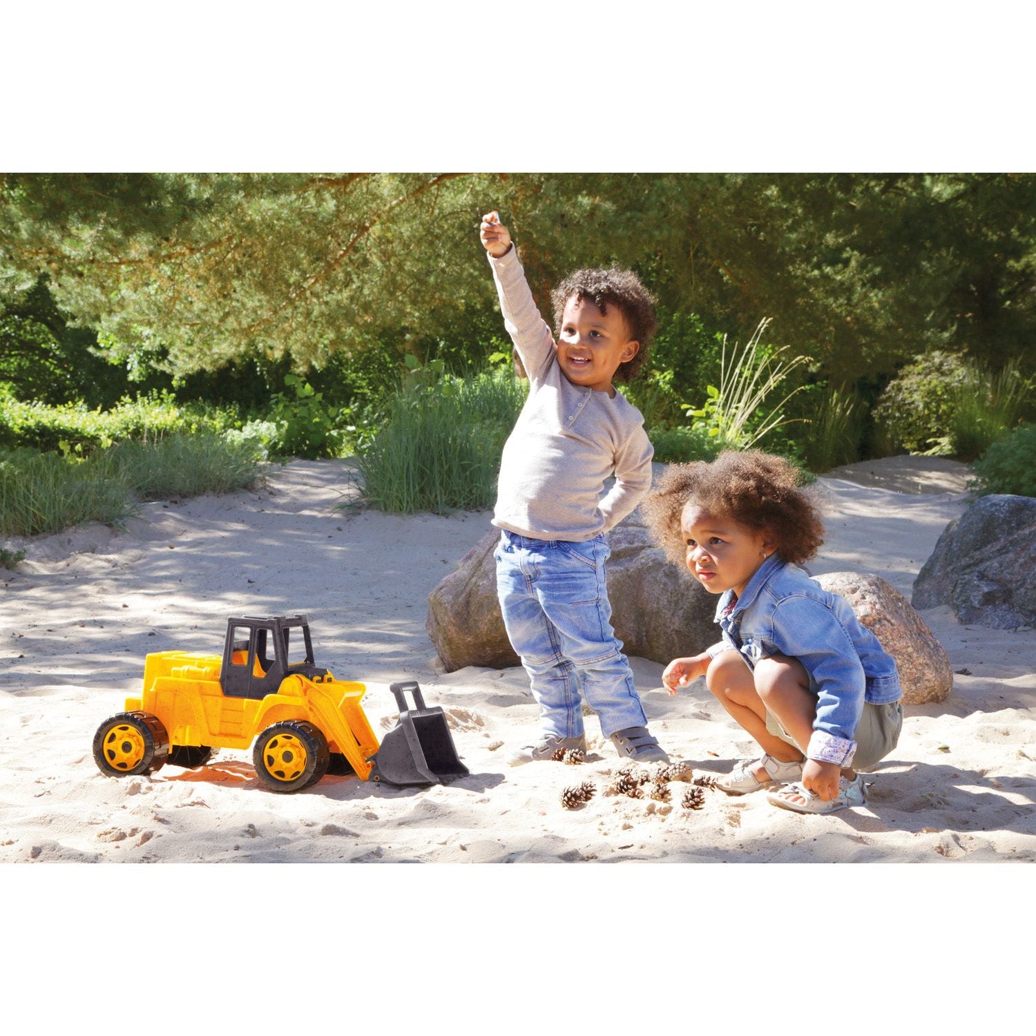Eco GIGA TRUCKS Shovel Pro Zwart / Geel (sit on) - 63cm, Lena