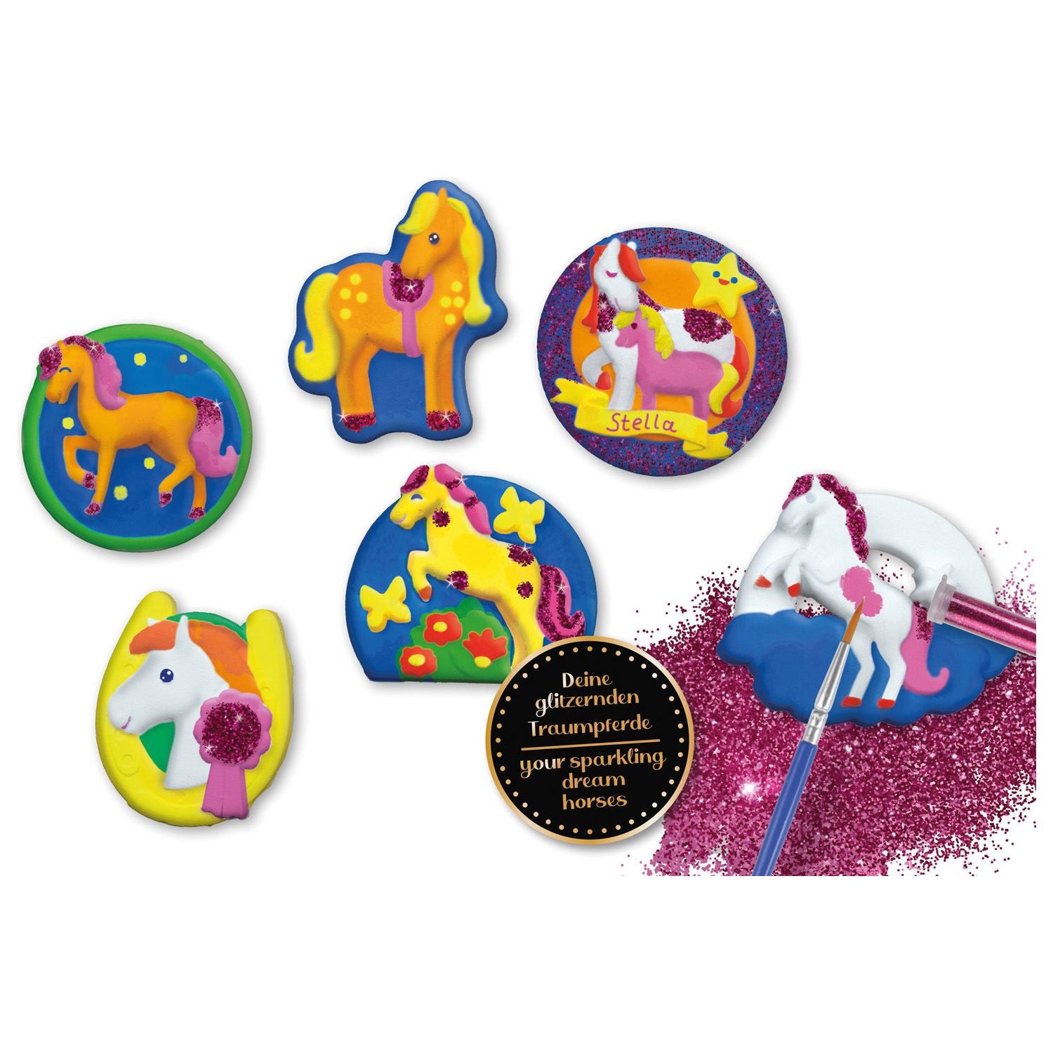 Gips Gietpaarden Glitter Magneten, Lena