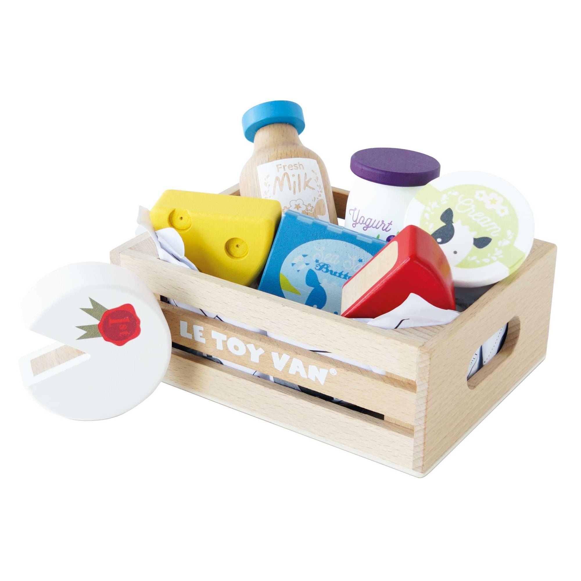 Cheese & Dairy Wooden Market Crate - FSC 100%, Le Toy Van