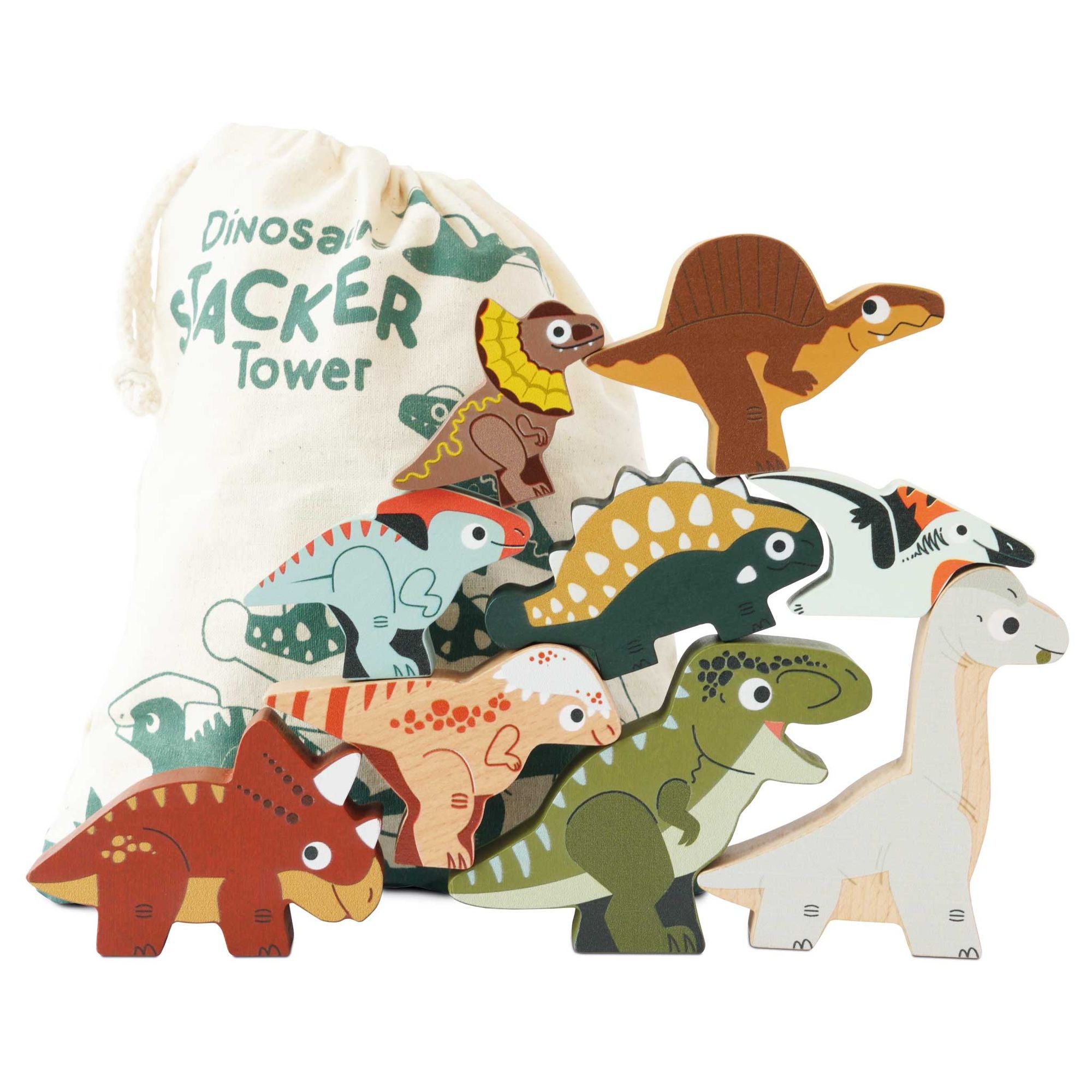 Jurassic Stacking Dinosaurs & Bag - FSC 100%, Le Toy Van