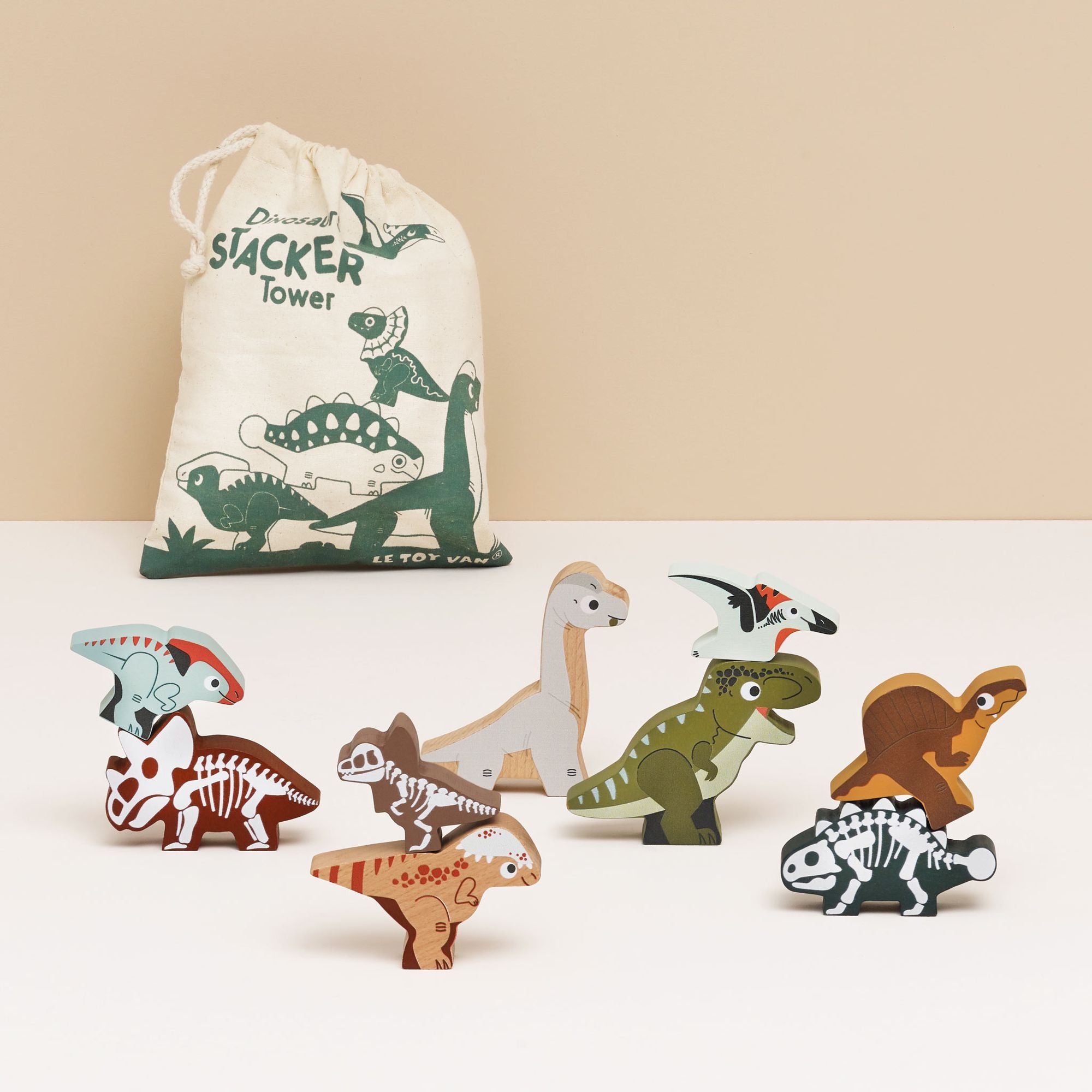 Jurassic Stacking Dinosaurs & Bag - FSC 100%, Le Toy Van