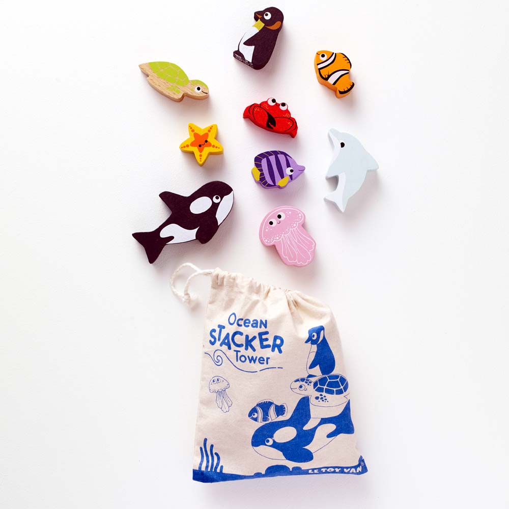 Ocean Life Stacking Animals & Bag - FSC 100%, Le Toy Van