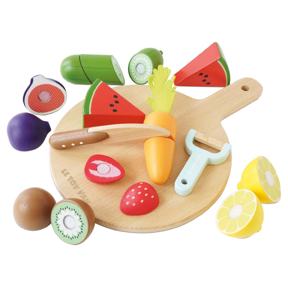 Wooden Chopping Board & Sliceable Play Food - FSC 100%, Le Toy Van