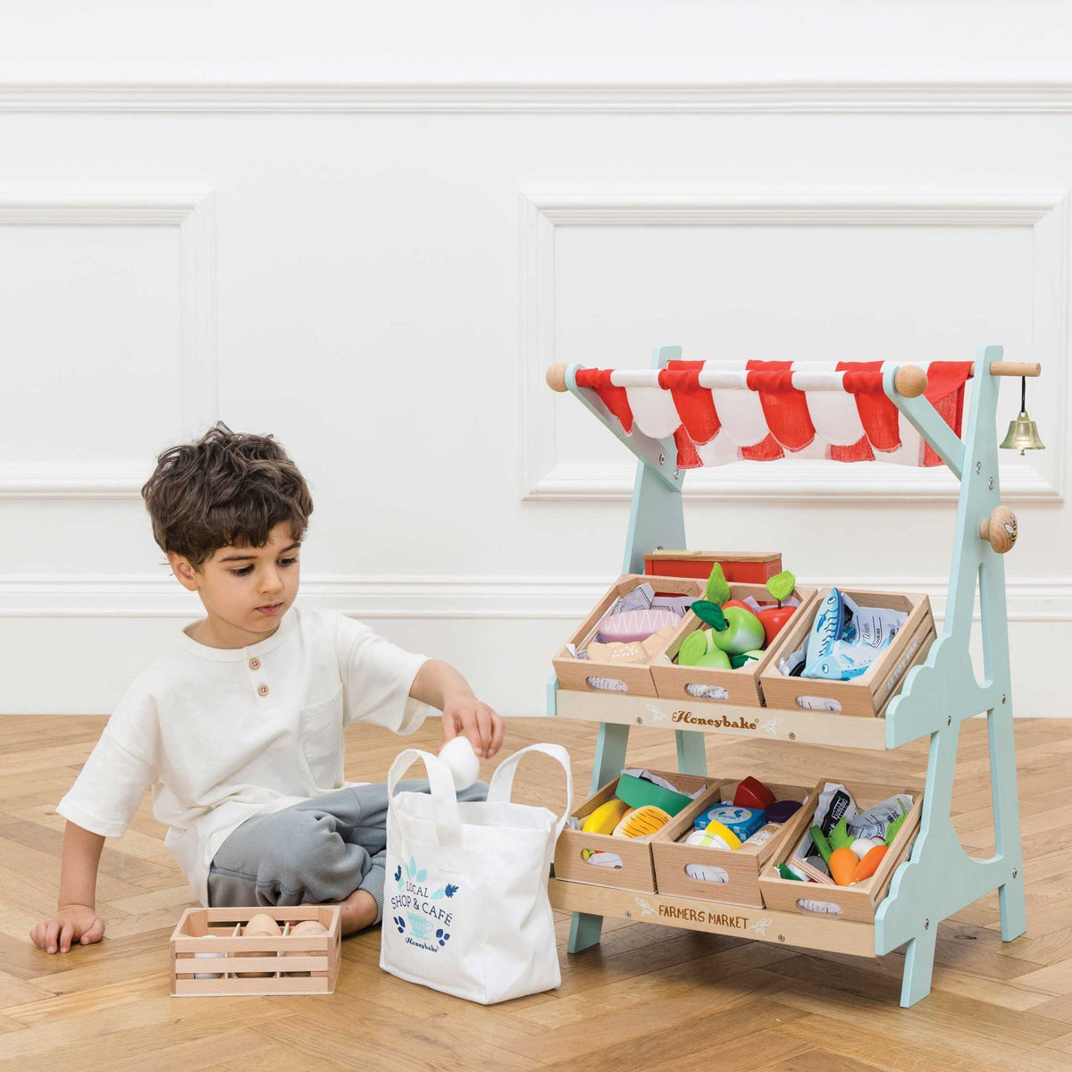 Wooden Market Stall & Fruit Play Food Crate - FSC 100%, Le Toy Van